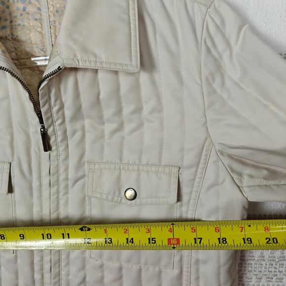 Dana Buchman Cream Quilted Zip Up Jacket 4 Pockets Women’s Size M - Picture 4 of 12
